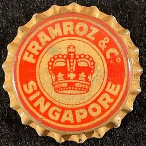 FRAMROZ & CO. UNUSED CORK LINED SODA BOTTLE CAP SINGAPORE CROWN ANTIQUES VINTAGE