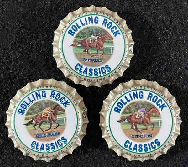 3 ROLLING ROCK PLASTIC LINED BEER BOTTLE CAP LATROBE BREW PENNSYLVANIA PA CROWNS