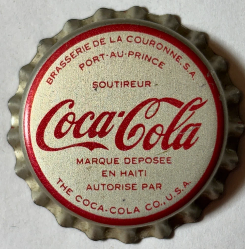 COCA-COLA PORT-AU-PRINCE, HAITI SODA BOTTLE CAP; 1950's; UNUSED CORK-LINED CROWN
