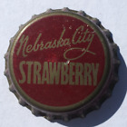 NEBRASKA CITY STRAWBERRY SODA BOTTLE CAP; NEBRASKA CITY, NEBR.; USED CORK CROWN