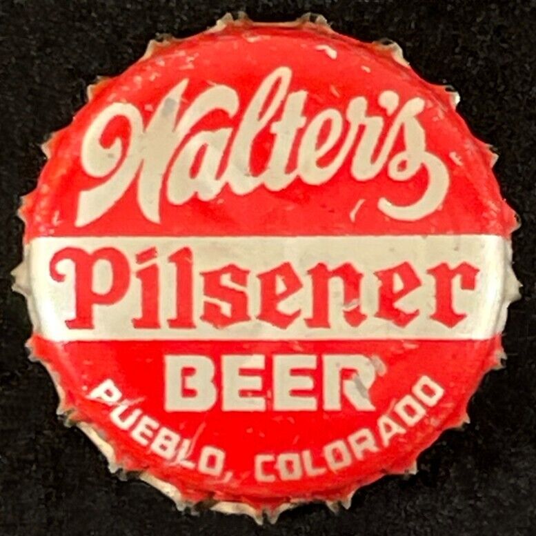 WALTER'S PILSENER SILVER LETTER CORK LINED BEER BOTTLE CAP PUEBLO COLORADO CROWN