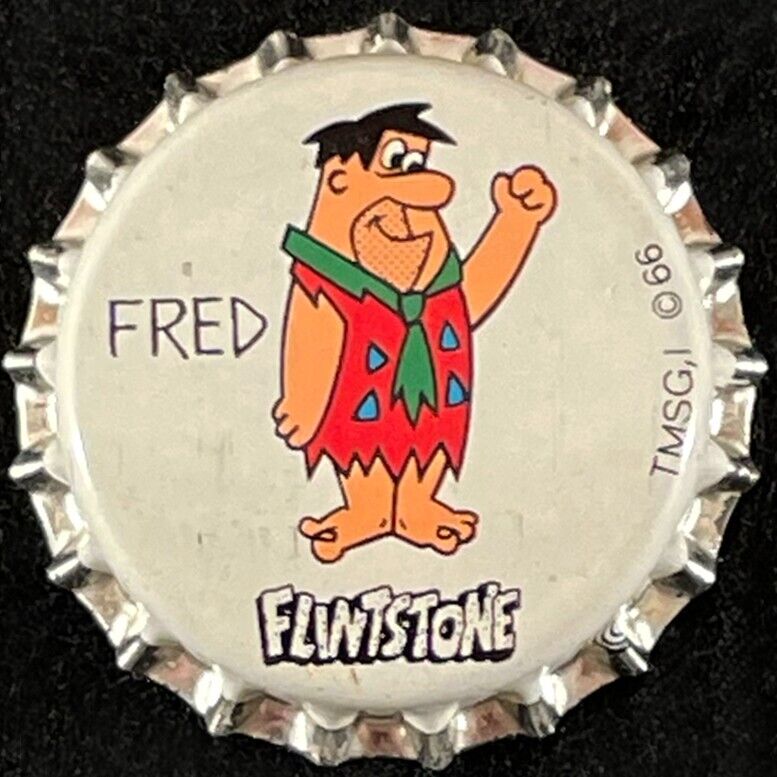 FLINTSTONE FRED CORK LINED MILK BOTTLE CAP BELGIUM HANNA BARBERA COMIC CROWN OLD