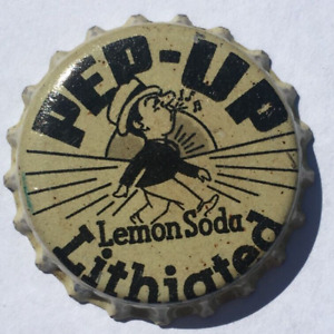 PEP-UP LITHIATED LEMON SODA BOTTLE CAP; UNUSED CORK CROWN