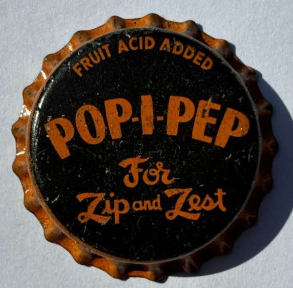POP-I-PEP SODA BOTTLE CAP; FOR ZIP and ZEST; 1933-36; TAMPA FL UNUSED CORK CROWN