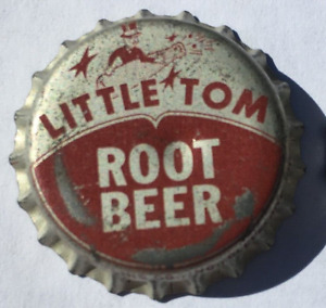 LITTLE TOM ROOT BEER SODA BOTTLE CAP; CLEVELAND, OHIO; USED CORK CROWN, top hat