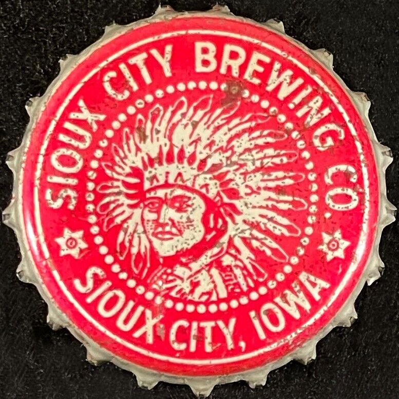 SIOUX CITY INDIAN CHIEF •NON-METALLIC SILVER• CORK BEER BOTTLE CAP IOWA CROWN IA