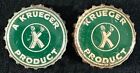 2 KRUEGER PRODUCT  GREEN  CORK BEER BOTTLE CAP NEWARK NEW JERSEY NJ CROWNS K-MAN
