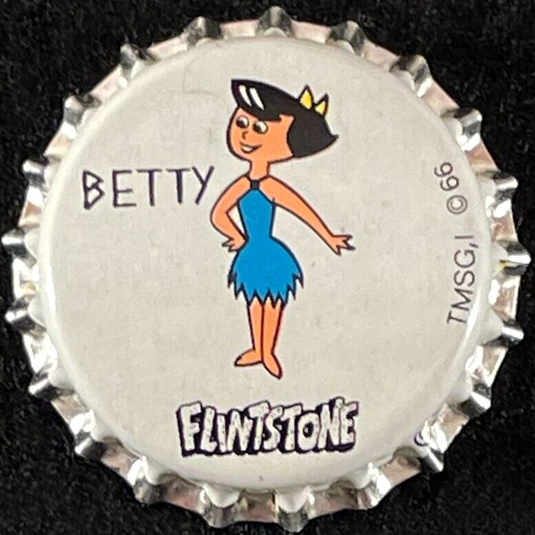 FLINTSTONE BETTY CORK LINED MILK BOTTLE CAP BELGIUM ~ HANNA BARBERA COMICS CROWN