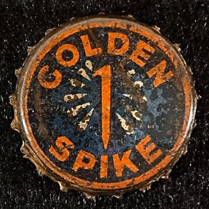 GOLDEN SPIKE CORK BEER BOTTLE CAP METZ BREWING OMAHA NEBRASKA VINTAGE NEB CROWNS