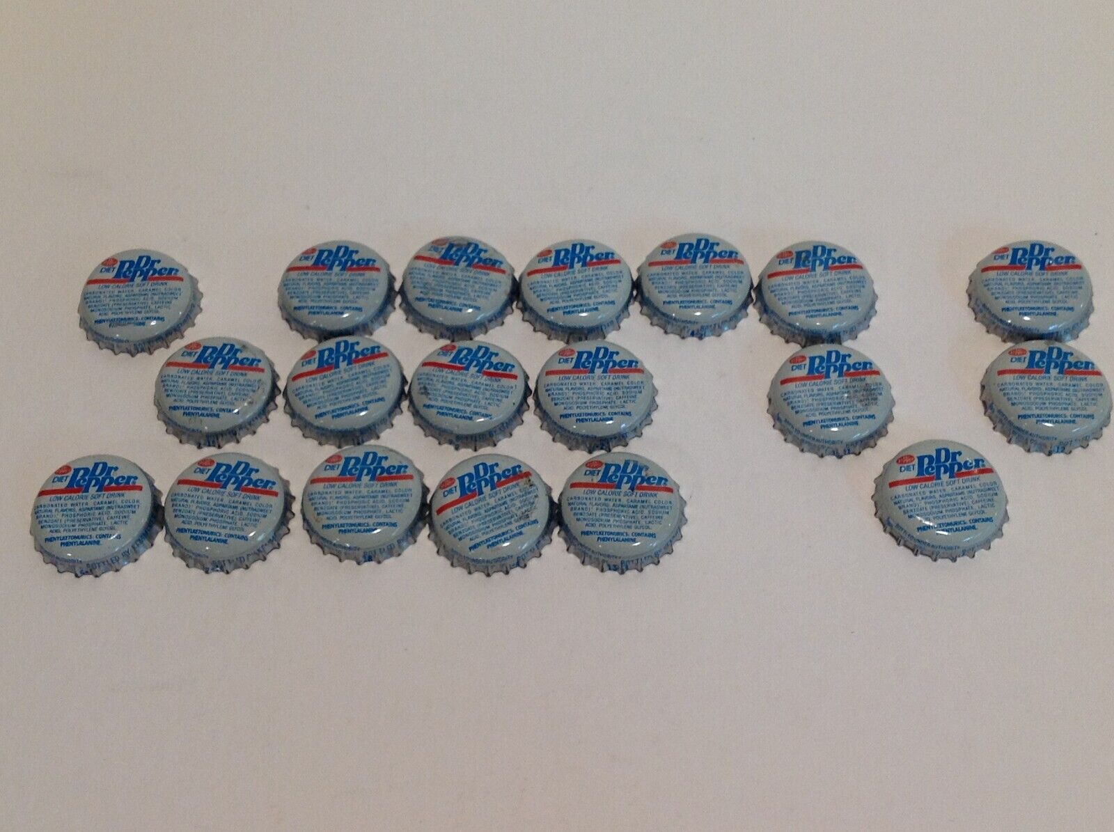 19 Diet Dr Pepper Soda Bottle Cap Crowns, Joliet IL, Kemmerer Bottling Group