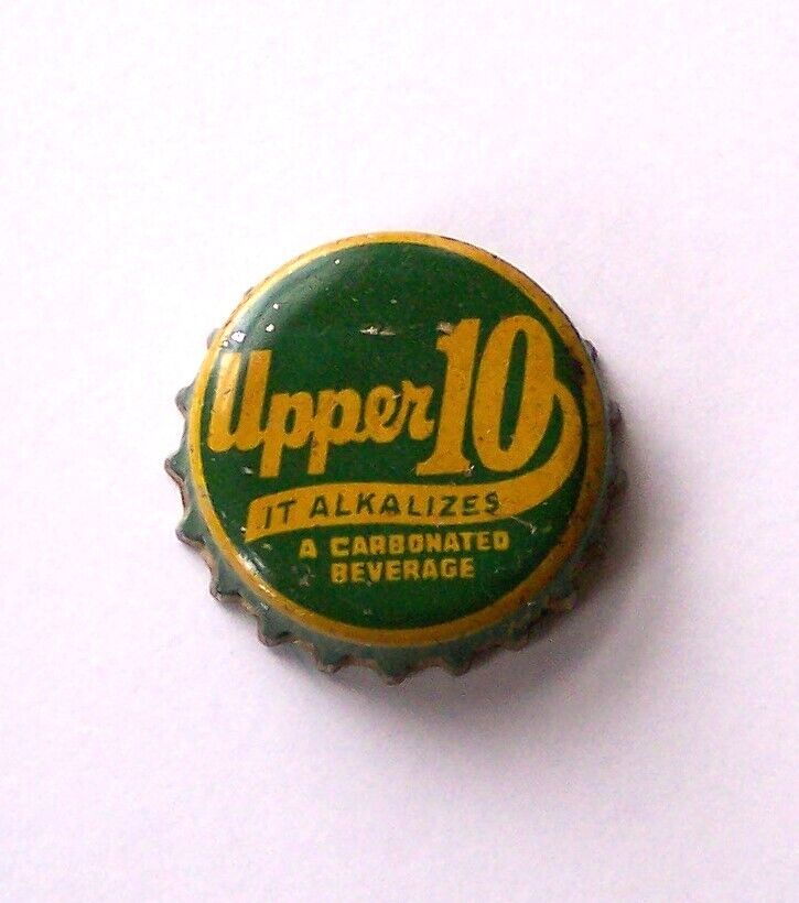 UPPER 10 IT ALKALIZES SODA BOTTLE CAP USED CORK BACKED POP BOTTLE CAP CROWN RARE
