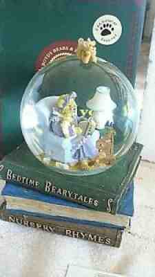 Boyds Bears Nanny & Tristan Bedtime stories light up snow globe lamp music box