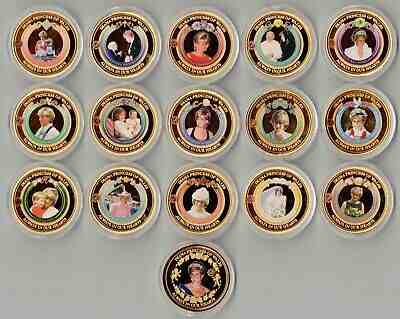 Diana Princess of Wales Legacy Gold Proof Collection 16 Coins in Custom Boxes