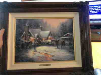 Thomas Kincaid A Christmas Welcome Artist proof AP /295 Nice framed Great Gift