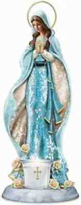 Bradford Exchange Blessed Virgin Mary Mosaic Sculpture Glass Votive LED Candle