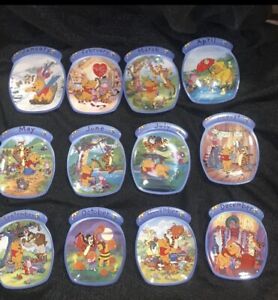 Disney Winnie the Pooh Whole Year Thru Plates COMPLETE Set 12 Months Bradford.