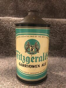FITZGERALD’S GARRYTOWN ALE; IRTP; 32oz QUART CONE TOP BEER CAN; TROY NY; RARE!!!