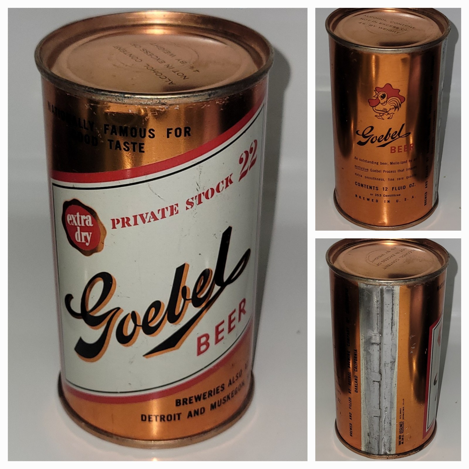 New ListingVintage GOEBEL Flat Top Beer Can Private Stock 22 California Empty
