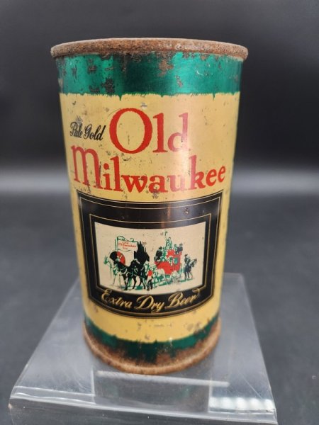 NICE B/O'ed 1941 IRTP OLD MILWAUKEE FLAT TOP CAN Beer Extra Dry Wi 107-24