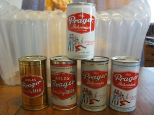 atlas prager beer cans flat top ring top 5 cans