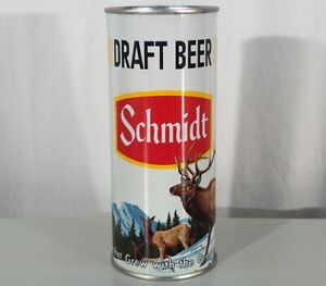 SCHMIDT DRAFT ELK 16 OZ FLAT TOP BEER CAN SAINT PAUL MINNESOTA VINTAGE PULL TABS