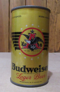 Clean Nice 1930's-1940's Budweiser Lager Beer 12oz Flat Top Beer Can Bottom Open