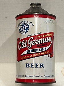 Old German Premium Lager 32 oz quart cone top beer can Queen City Brewing!