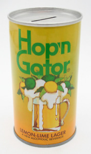 Vtg. 1970 Hop'n Gator Lemon Lime Lager Steel Beer Can Bank