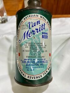 CONE TOP BEER CAN EMPTY CONETOP VAN MERRITT 188-13 IRTP BURLINGTON WISCONSIN