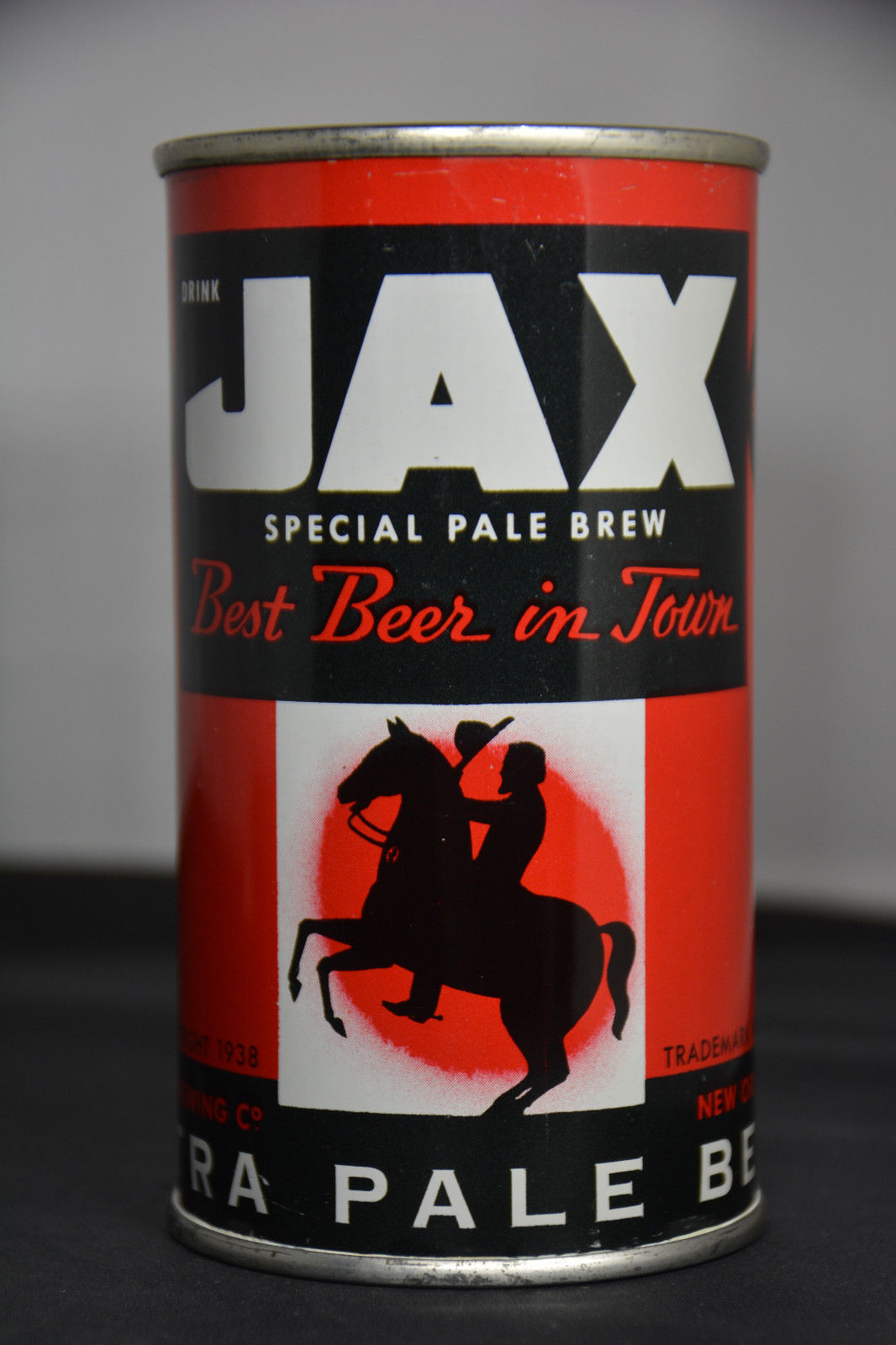 Jax Beer flat-top can, Jackson Brewing Co., New Orleans, LA **STUNNING**