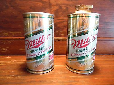 2 - Vintage MILLER HIGH LIFE Steel Beer Cans / Rare Lighter & Coin Bank 