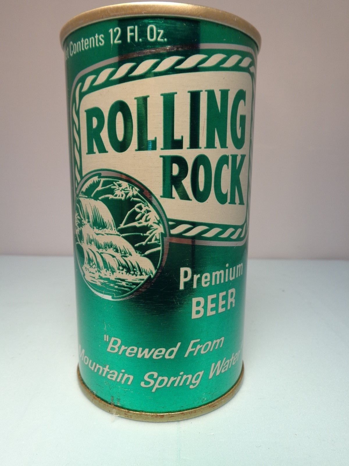 ROLLING ROCK 33 STRAIGHT STEEL PULL TAB BEER CAN #116-17 OLD LATROBE, PA. HORSE
