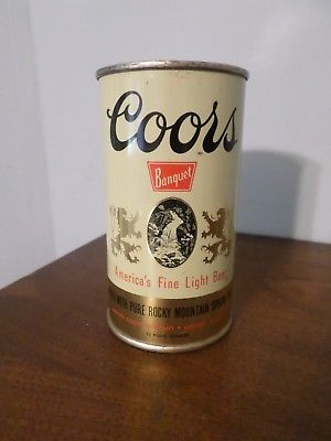Vintage Old Coors Banquet Thick Steel Golden Colorado Flat Top Beer Can