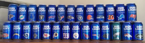 Bud Light 2018 NFL 27 Different bottom empty Beer Cans