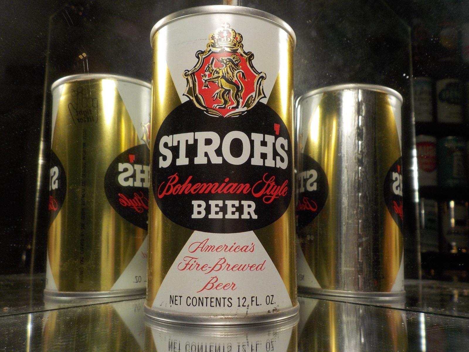 STROHS METALIC  WIDE SEAM STRAIGHT STEEL OLD BEER CAN 128-29