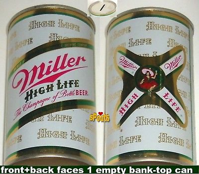 1960 A+ MILLER HIGH LIFE MOON GIRL FLAT TOP BEER CAN BANK MILWAUKEE WI WISCONSIN