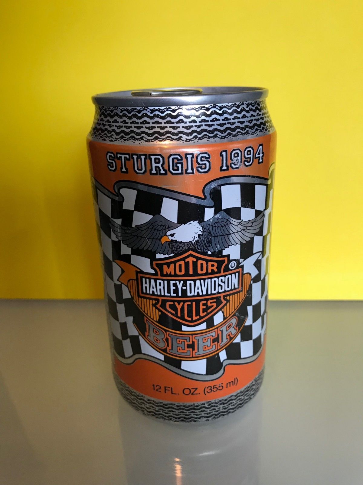HARLEY DAVIDSON STURGIS 1994 RALLY UNOPENED ALUMINUM STAY TAB BEER CAN