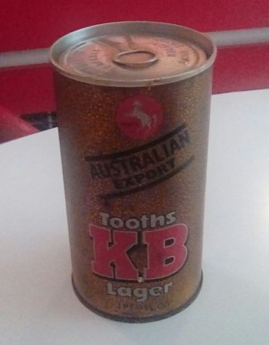 Vintage Large KB Tooth Lager Australian Export 1pt 8oz Beer Can Bottom Opened