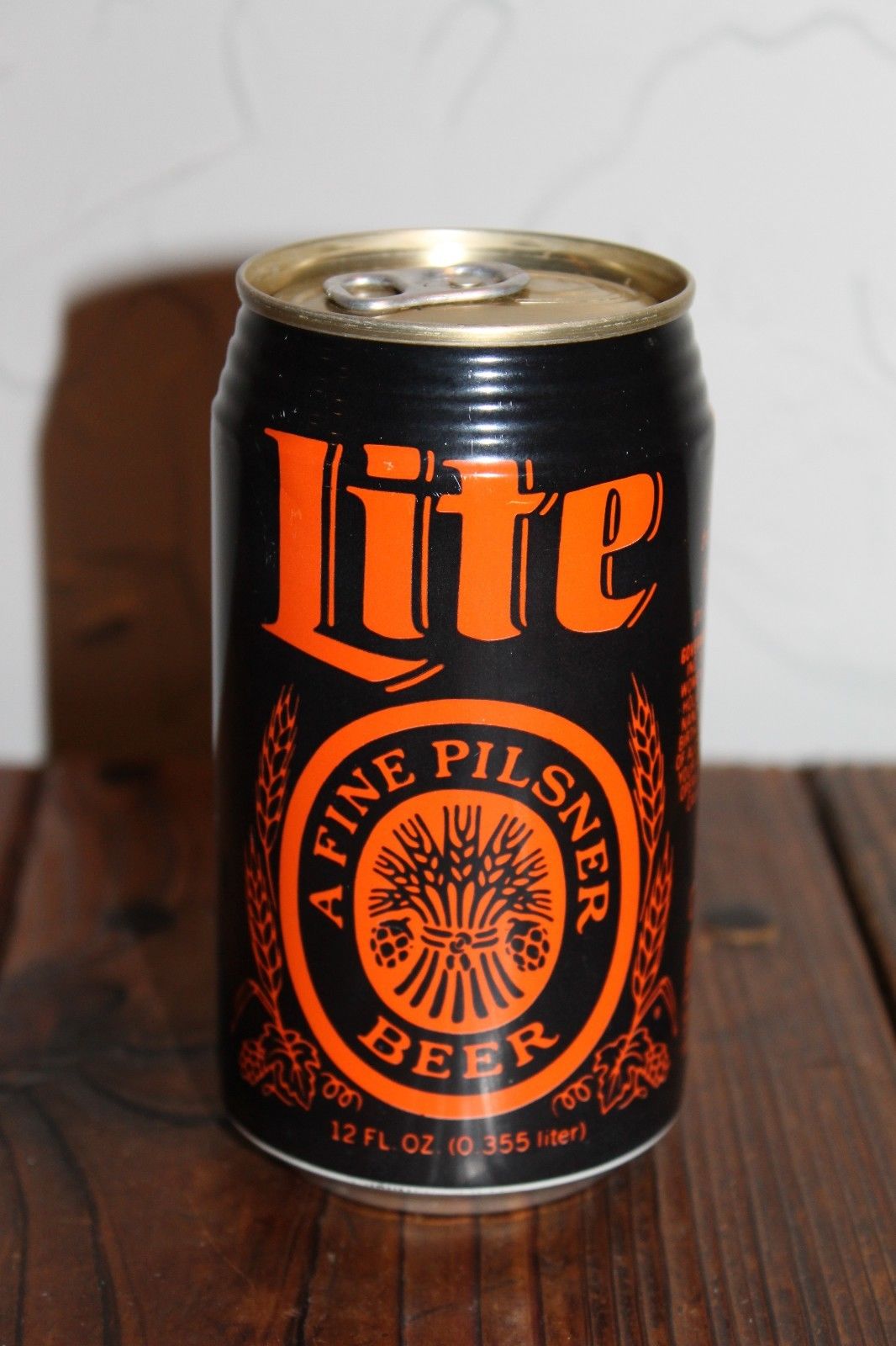 Vintage Miller Lite Unopened Beer Can Orange Black Label Halloween Prize Can