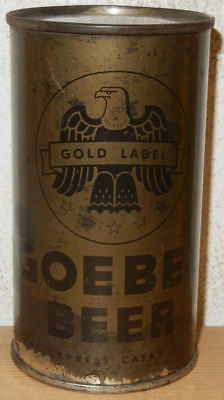 GOEBEL Beer Gold Label  OD (Olive Drab) World War can  Flat Top. !! VERY RARE !!