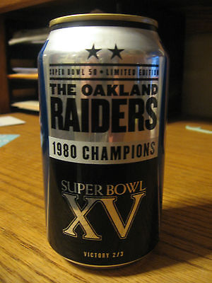 OAKLAND RAIDERS Bud Light Super Bowl 50 beer can NFL 2015  1980 Champions EMPTY