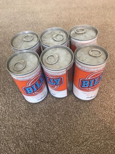 6 PACK OF unopened vintage collectable BILLY BEER CANS bar decoration in carrier