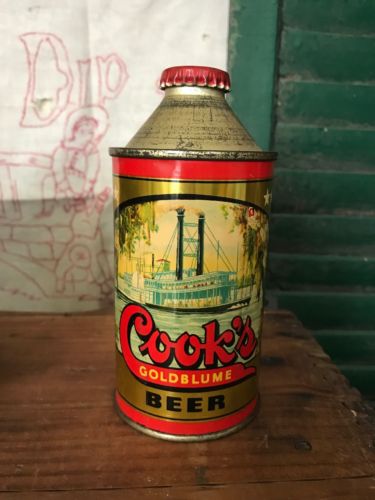 Cooks Goldblume IRTP CONE TOP BEER CAN+BOTTLE CAP Evansville Indiana Paddleboat