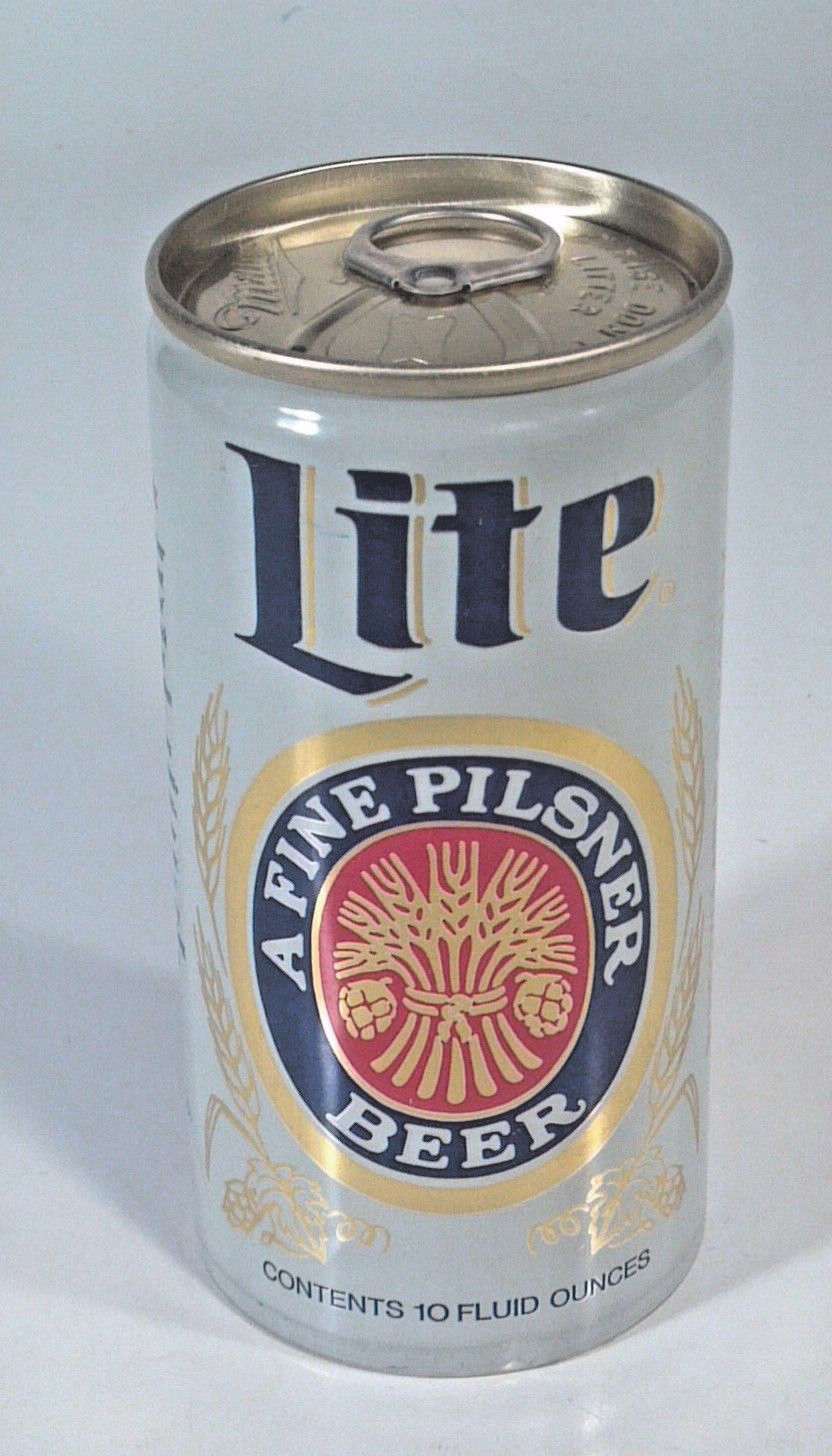 Vintage Miller Lite Beer 10oz Skinny Can Aluminum Milwaukee WI Azusa CA Ft Worth