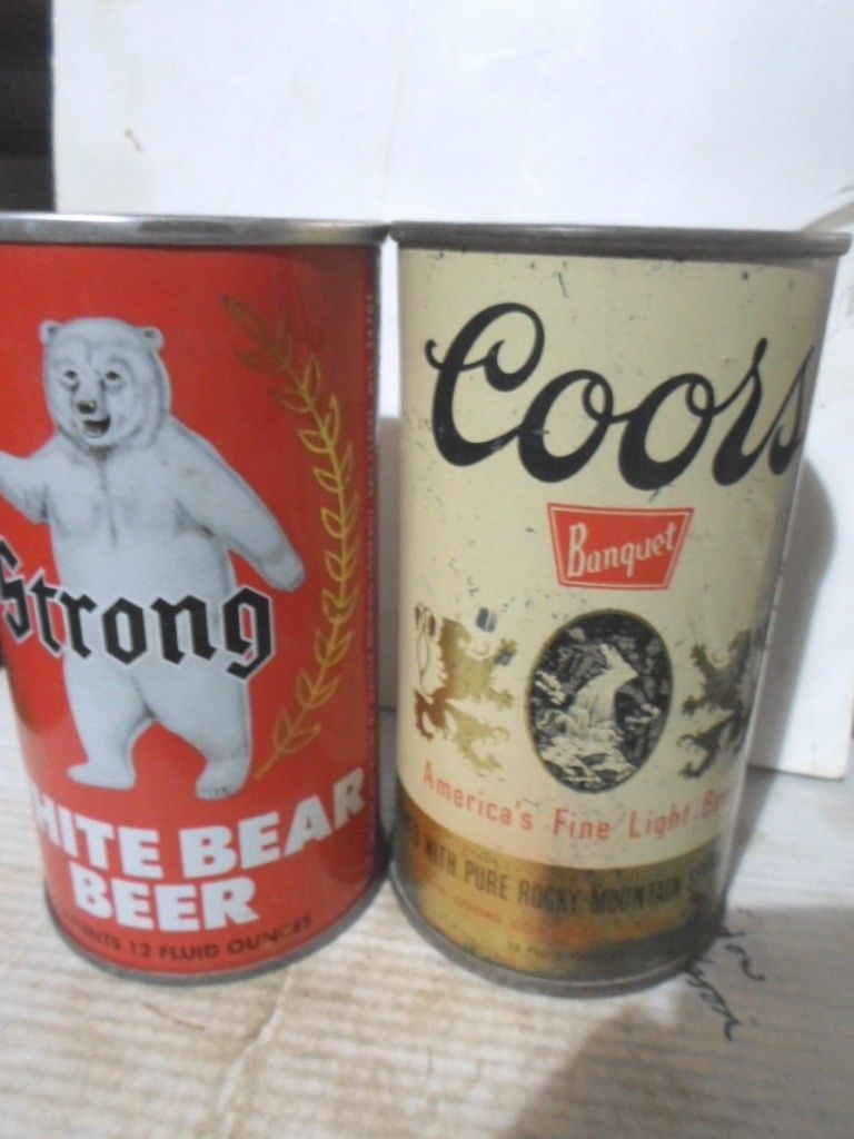 COOR`S & STRONG WHITE BEAR FLAT TOP  BEER CANS -[READ DESCRIPTION]- 