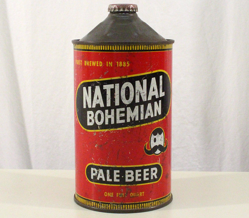 NATIONAL BOHEMIAN QUART CONE TOP BEER CAN MISTER BOH BALTIMORE MARYLAND NATTY MD