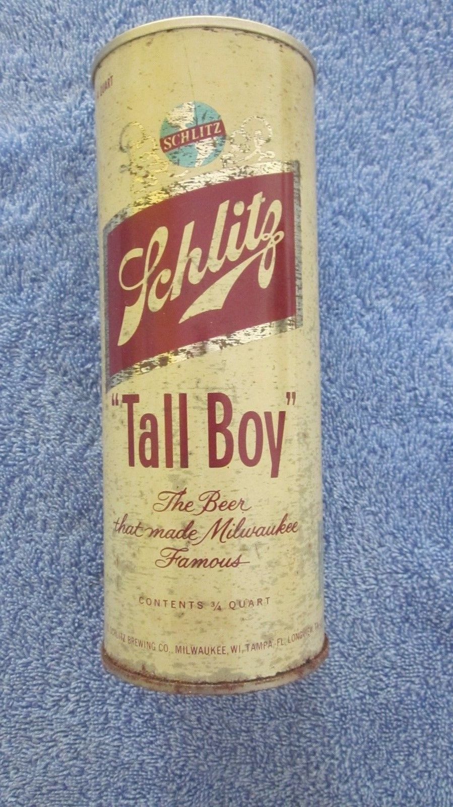 VINTAGE CAN...SCHLITZ "TALL BOY" 3/4 QUART EMPTY OLD BEER CAN  MILWAUKEE, WIS.