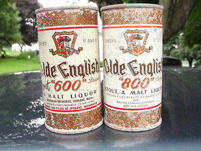 Old English Stout 600 Brand Malt Liquor and 800 ML flat top beer cans
