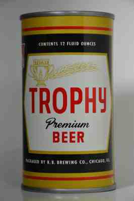 Trophy Premium Beer flat-top can from B. B. Brewing Co., Chicago, IL *STUNNING*