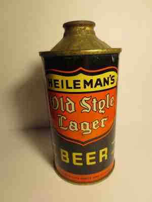 1938 Heileman's Old Style Lager Can Cone Top Low Profile